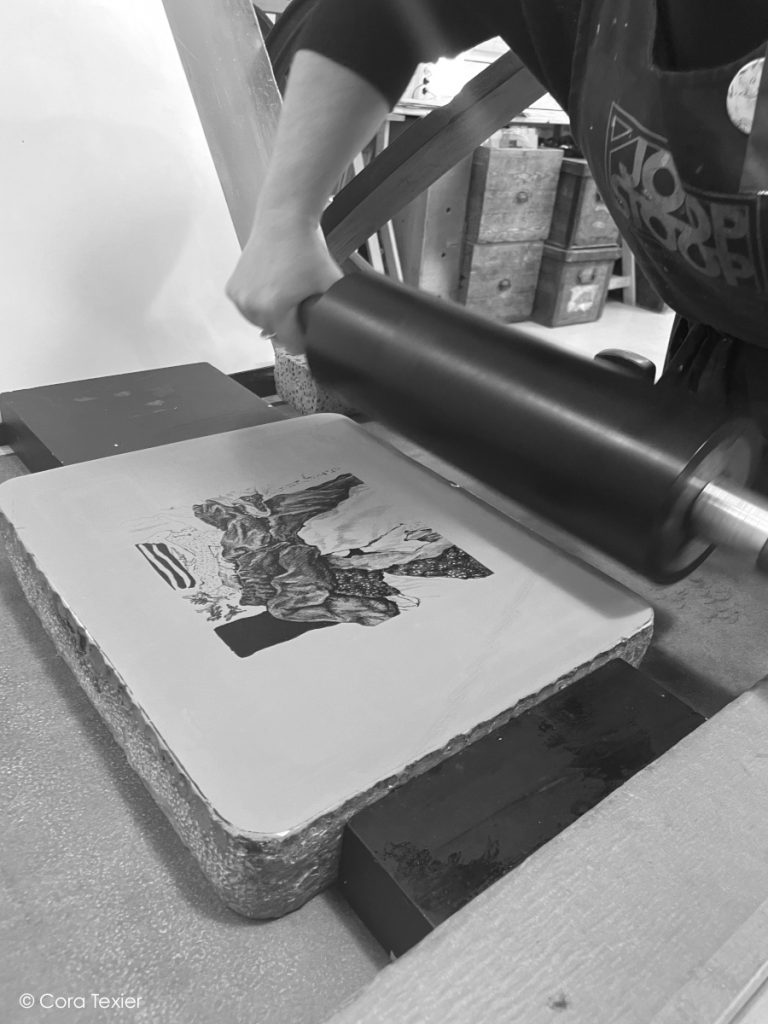 formation lithographie Cora Texier -encrage